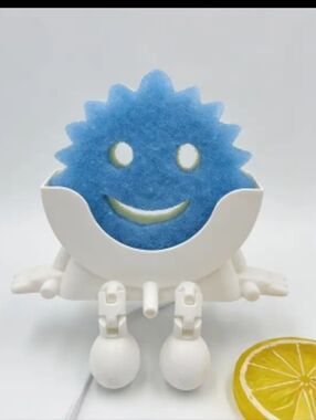 Smiley 2 Pc Kitchen Sponge And Holder Set New